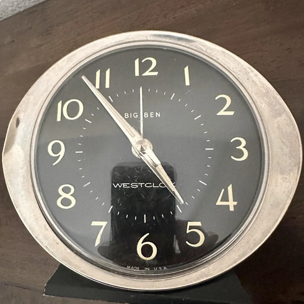 Vintage Westclox Big Ben Alarm Clock Black Chrome Metal Works USA 5